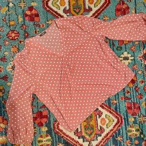 SHEIN Pink Polka Dot Long Sleeve Blouse